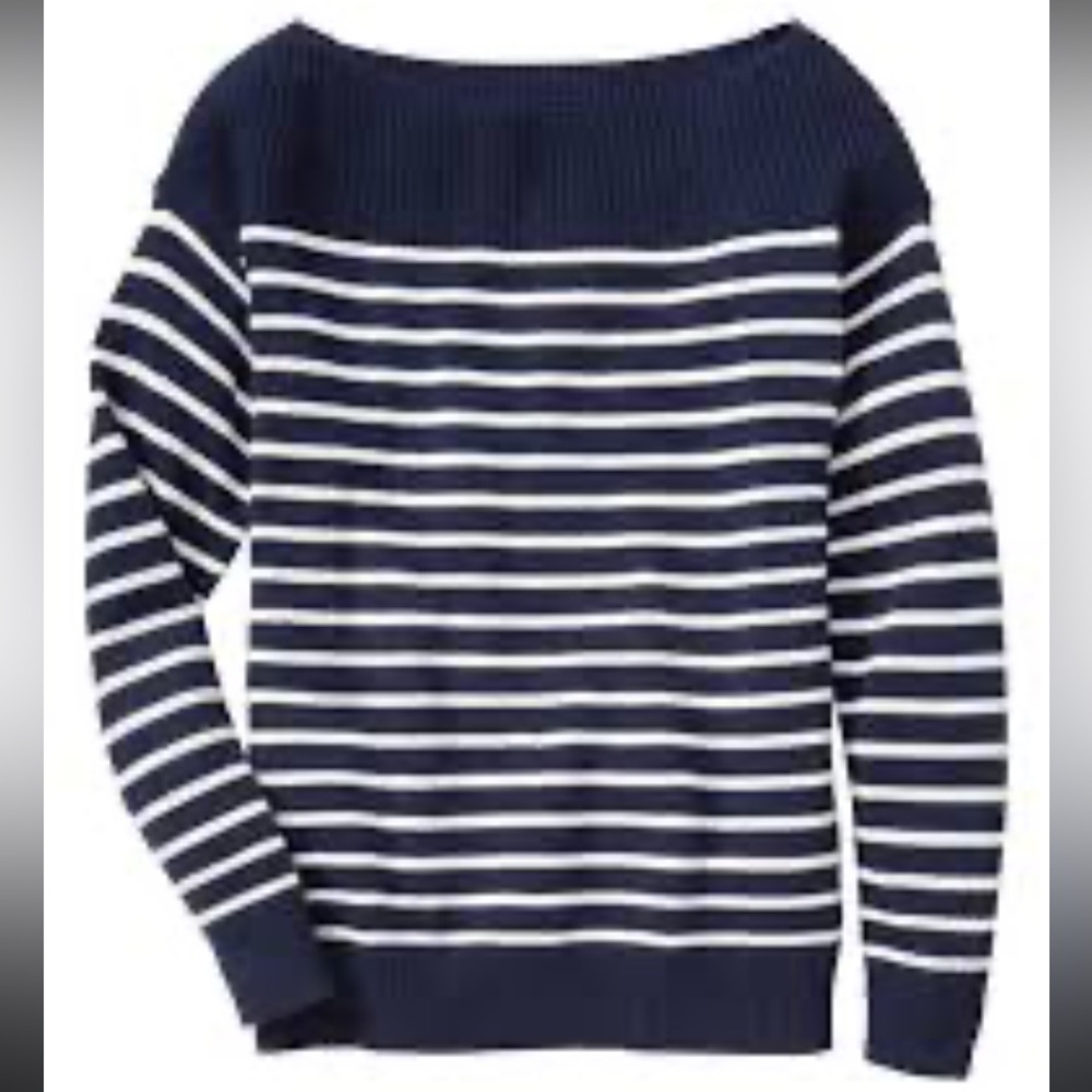 GAP Navy and White Striped Merino Wool Blend Knit Sweater Women’s Size Medium